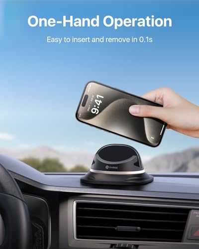 andobil Upgraded Car Phone Holder, Stable & Silicone Phone Holders for Your Car, 360°Rotatable Dashboard Cell Phone Holder, Cell Phone Car Mount Compatible with iPhone 16 Pro Max/15/14/13/12, Samsung