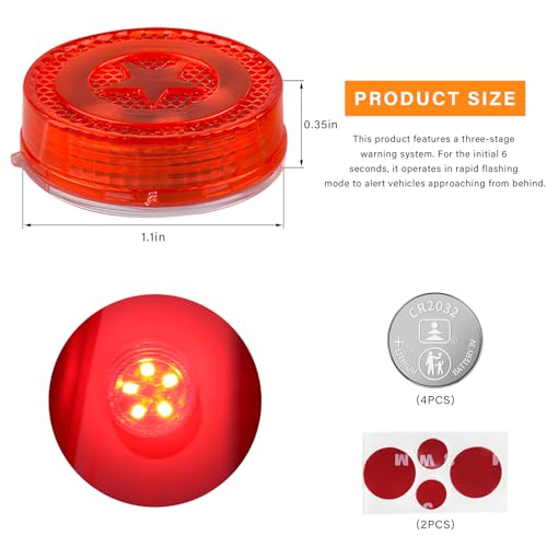 4 PCS Wireless Car Door LED Warning Lights, 5 LED Roadside Strobe Lamp for Anti Rear End Collision, Universal Flashing Safety Signal Light for Sedans SUVs Trucks Vans (Red) - color: Red