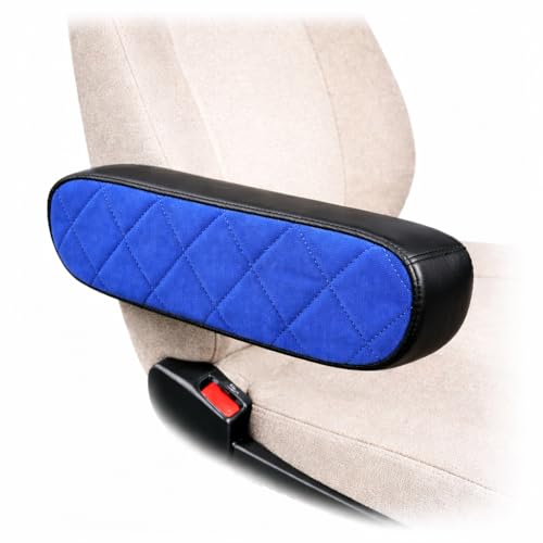 Armrest Cover Set for Volvo VNL 2004–2018 Equipped with National Seat – Custom-Fit Faux Leather & Corduroy, Durable Protection, Easy Install, Protects Against Wear (Black/Blue) - color: black/blue
