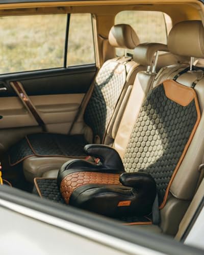 Owleys Premium Leather Car Seat Protector for Child Car Seat Cover from Dirt Scratches - Infant Car Seat Protector for Back Seat/Front Booster Seat Protector Under Baby Car Seat Waterproof 1pc Hexy - color: Hexy