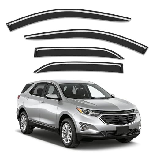 Out-Channel Window Rain Guards Fit for 2018-2024 Chevy Equinox, Extra Durable Window Visors Vent Visors Vent Shades Wind Deflector Dark Smoke Car Tape-on with Thicker 4PCS - size: Fit for 2018-2024 Chevy Equinox