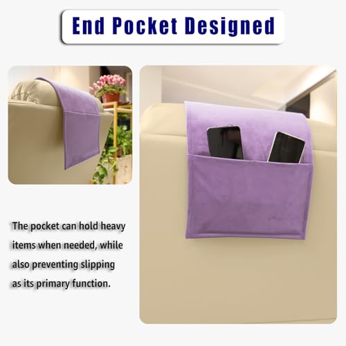 Headrest Pillow with Pearl Cotton Filling - Non-Slip Headrest Cushion with Velvet Cover for Recliners, Sofas and Loveseats (Lavender) - color: Lavender