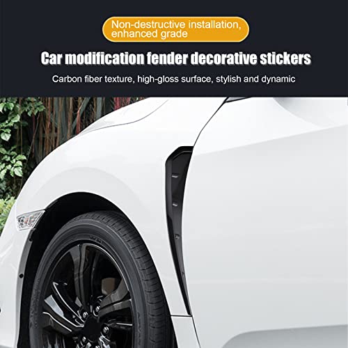 Miytsya 2 PCS Car Fender Side Vents, ABS Carbon Fiber Spoiler, Fender Decorative Stickers, Air Flow Intake Hole Grille Auto Exterior Accessories Universal (Black)
