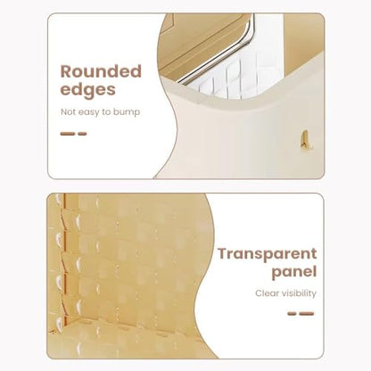 Folding Hanging Trash Can, Kitchen Folding Trash Can, Cabinet/Car/Bedroom/Bathroom Folding Hanging Small Plastic Trash Can (Off-White) - color: off-white