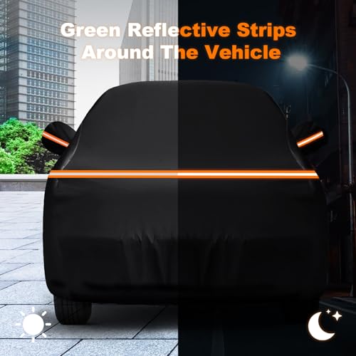 QUNSUNUS Car Cover for Chevy Silverado 1500 Crew Cab Short/Standard Bed 2000-2025, Waterproof Silverado 1500 Covers with Zipper, All Weather Truck Cover with Straps and Elastic Edges - size: for Silverado&GMC Sierra 1500 Crew Cab