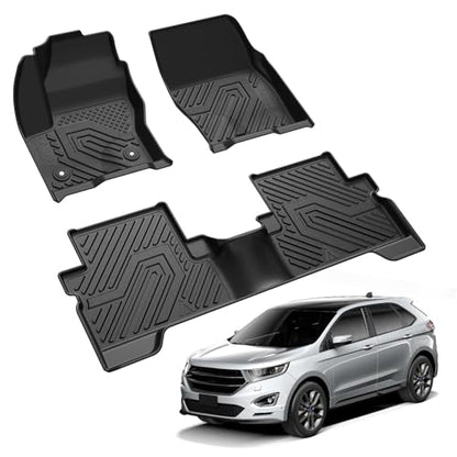 LASFIT Floor Mats for Ford Escape 2019-2013 (Only fit with Adjustable Cargo Floor in Lower Position),Custom Fit All Weather Protector TPE Easy Clean Floor Liners, 1st & 2nd Row, 3PCS Black - style: 5) Escape| 13-19 | 2Rows
