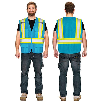 KAYGO Safety Vest with Pockets - High Visibility Reflective Vest ANSI Class 2 Construction Vest - color: Blue, size: X-Small