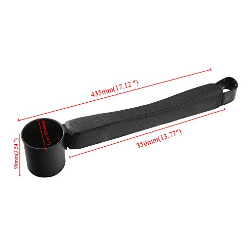 Supin 2 Prices Car Seat Gap Filler Pad PU Leather Console Side Pocket Organizer and one Cup for Cellphone Wallet Coin Key (Black) - color: Black