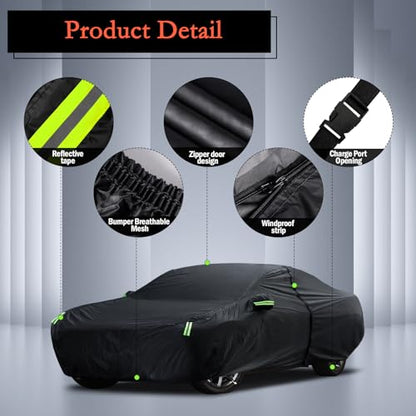 Car Cover Custom Fit for Dodge Challenger 2008-2025, Waterproof All Weather for Automobiles Full Exterior Cover Rain Sun Snow Protector with Door Zipper - size: Custom Fit for Dodge Challenger