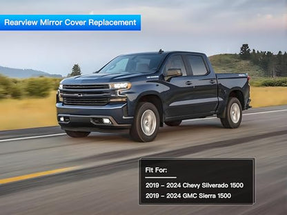 Mirror Cover Cap Trim Compatible with 2019-2024 Chevy Silverado 1500, GMC Sierra 1500 Texture Black - color: Texture Black