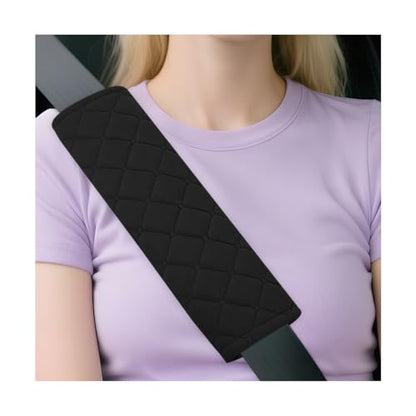 Car Seatbelt Cover, 2PCS Soft Velvet Vehicle Seat Belt Shoulder Strap Harness Pad for Comfortable Driving, Automotive Neck Chest Protection Cushion, Universal for Truck Sedan SUV (Black) - color: Black