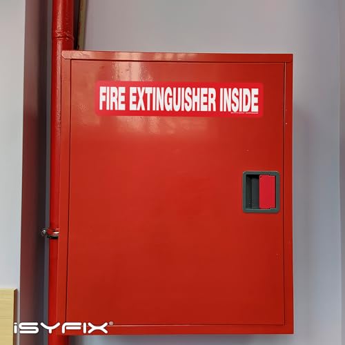 iSYFIX Fire Extinguisher Inside Sticker Sign – 5 Pack 12x2.5 Inch – Self-Adhesive Reflective Vinyl Decals, Laminated UV, Weather, Scratch, Fade Resistance, for Cars, Trucks, Trailers & Vehicles - color: Red Reflective, size: 12x2.5 (5 Pack)