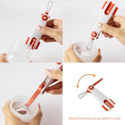 Chemimoso 3 in 1 Cup Lid Gap Cleaning Brush Set, Multifunctional Baby Bottle Cleaning Tools, Home Kitchen Crevice Cleaning Tools, 4Pcs