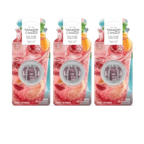 Yankee Candle Smart Scent Vent Clip Car Air Freshener, Adjustable Fragrance Strength, Long Lasting Up to 30 Days, Odor Neutralizing Car Fragrance, Iced Berry Lemonade (Pack of 3) - size: 1 Count (Pack of 3)