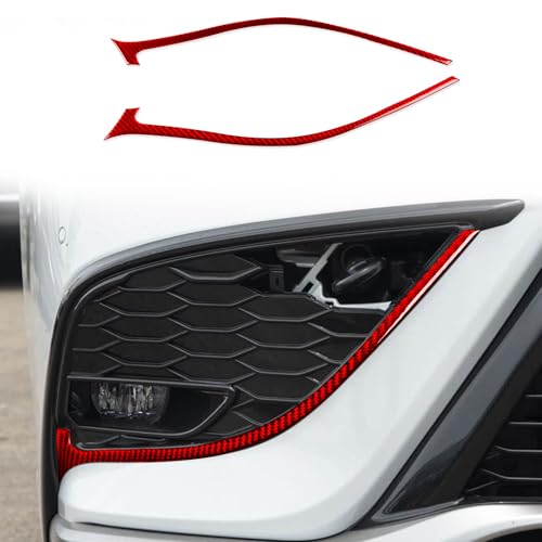Durable Real Carbon Fiber Compatible with Toyota Camry 2018-2024 2019 2020 2021 2022 2023 Accessories Car Fog Lamp Grille Surround Trim Strip Cover Exterior Trim Sticker Decal 2PCS Red - color: Fog Lamp Grille Trim