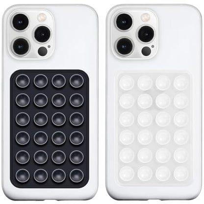 LvShuLiangPin 2 Pack Silicone Suction Phone Case Mount, Silicon Adhesive Phone Grip for Smartphones, Hands-Free Mirror Shower Phone Holder for Selfies, Tiktok Videos (Black&Translucent) - color: Black&Translucent