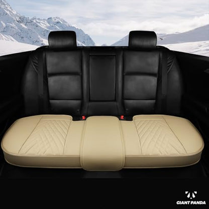 GIANT PANDA Premium PU Leather Rear Car Seat Cover Protector, Luxury Adjustable Anti-Slip Bottom Bench Seat Cover (50~55.5''),Fits 90% of Vehicles, Back Seat Cover, Beige - color: Rear Seat Beige, size: 1 Piece Standard Size