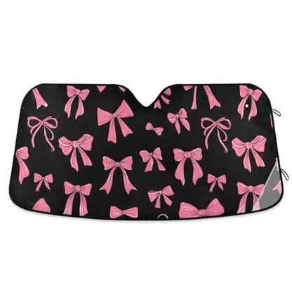Windshield Sun Shade Pink Bow Front Window Block UV Shades Visor Reflective Retractable for Car SUV Trucks - color: B003