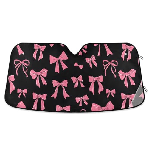 Windshield Sun Shade Pink Bow Front Window Block UV Shades Visor Reflective Retractable for Car SUV Trucks - color: B003