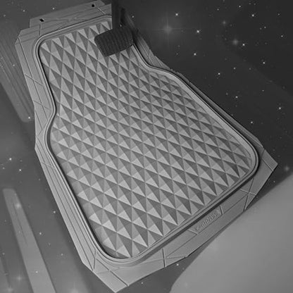 CAR PASS Heavy Duty Rubber Car Mats, Gray Deep Dish All-Weather Car Floor Mat Full Set Durable Anti-Slip 3D Rhombus Waterproof Trim Fit Liner Universal Fit Automotive,Sedan,SUV,Truck, 3 Pcs Light Gray - color: Slate Gray