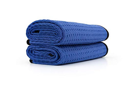 The Rag Company Dry Me A River, Professional Korean 70/30 Blend Microfiber Waffle-Weave Drying & Detailing Towels, Soft Suede Edges, 390 GSM, 20x40 Inches, Royal Blue, 2-Pack - color: Royal Blue, size: 20in X 40in