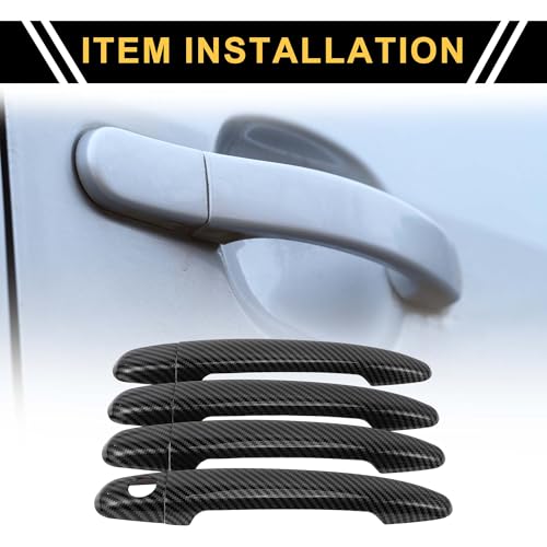 4pcs Exterior Door Handle Cover Car Door Handle Protector for Toyota 4Runner 2003-2010 Car Door Handle Protector without Keypad ABS Carbon Fiber Pattern Black
