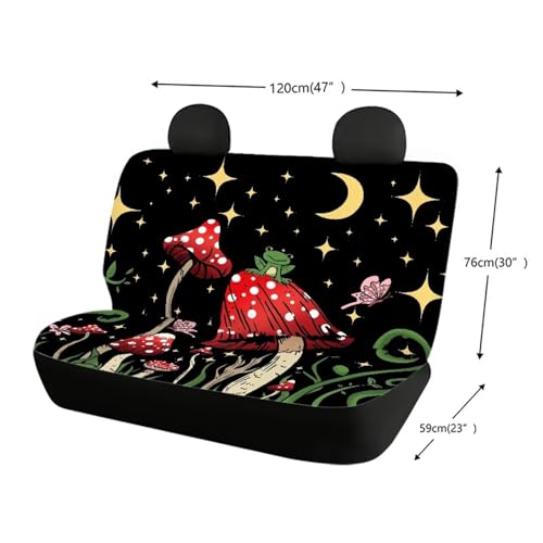 Mushroom Frog Car Seat Cover Universal Fit Trucks SUV Rear Bench Seat Covers Night Moon Star Car Accessories for Women Interior Cute - color: 1 Mushroom Frog Star