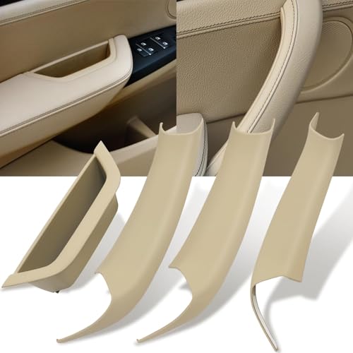 Jaronx Compatible with BMW X3 F25/X4 F26 Door Handle Cover, 4PCS Driver Side Door Armrest Pocket Insert & Interior Passenger Pull Handle Covers for BMW X3 F25 2010-2016, X4 F26 2014-2017 (Beige) - color: Beige, size: 4 Pieces