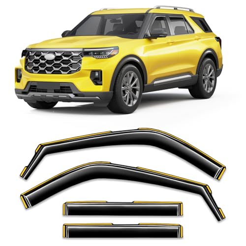in-Channel Window Rain Guard for Fit for Ford Explorer 2020-2026 Rain Guards Side Window Visors Low Profile Vent Visor Window Deflectors Vent Shades Car Accessories - size: 2020-2026 Ford Explorer