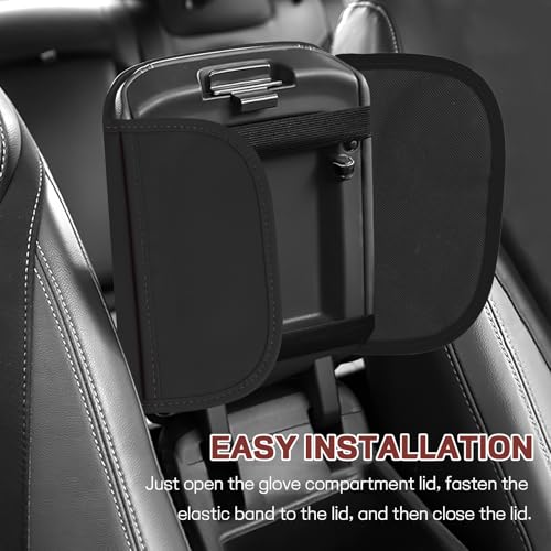 Car Center Console Cover, 12.48"×7.4" Carbon Fiber Leather Auto Armrest Cover, Vehicle Armrest Cushion Pad with Storage Pocket, Universal Arm Rest Protector Car Accessories (Black) - color: Black