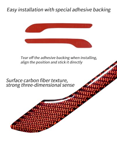 Carbon Fiber Door Handle Cover, Door Handle Protective Cover Decoration Compatible with Tesla Model Y/3 Accessories (2017-2025) Highland & Juniper Compatible (4 Pieces) (Red with drip) - style: Red with drip