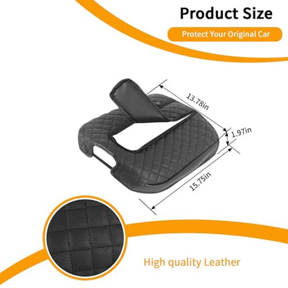 Armrest Pad Cover Car Center Console Protector Compatible with Chevrolet Silverado 2019-2024, for Suburban 2020-2024, PU Leather Console Lid Replacement, Black - color: Black B