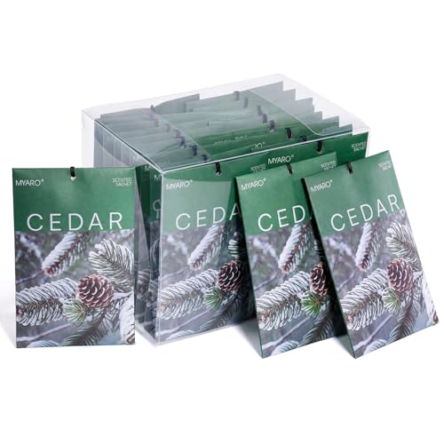 MYARO 20 Pack Cedar Scented Sachets - Woody Aroma Freshener Bags for Closet, Drawer & Car, Odor Eliminator for Clothes, Small Storage - Home Fragrance Potpourri Bags - color: 20 Pack Cedar