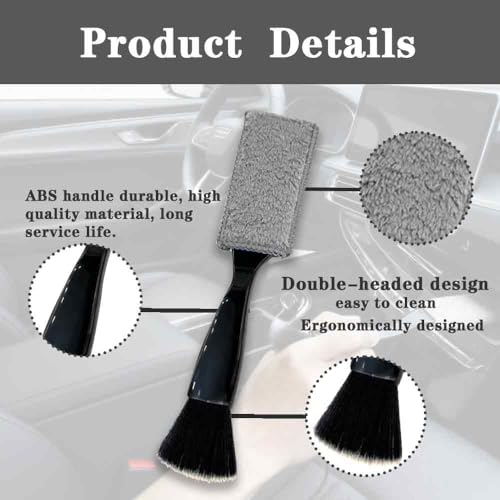 Double-Headed Car Cleaning Brush, Car Detailing Brush, Durable, Easy to Store Without damaging Interior Surfaces; Suitable for Cleaning dashboards (1PCS Black) - color: 1PCS Black