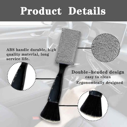 Double-Headed Car Cleaning Brush, Car Detailing Brush, Durable, Easy to Store Without damaging Interior Surfaces; Suitable for Cleaning dashboards (2PCSBlack) - color: 2PCS Black