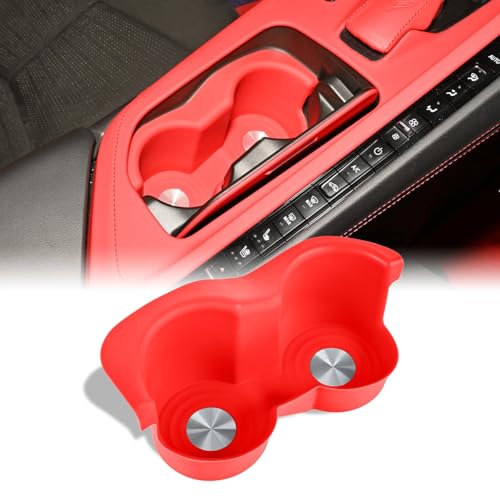 Cup Holder Coaster Inserts,Silicon Center Console Front Cup Holder Box Drink Holder Organizer Interior Accessories for Corvette C8 Stingray Z51 2020+ for C8 Z06 2023+/E-ray 2024+ (Red) - color: RED