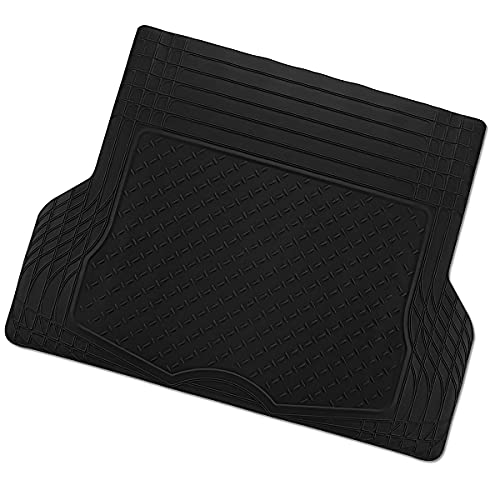 ZONETECH All Weather Rubber Semi Pattern Cargo Liner Trunk Floor Mat – Premium Quality Black Heavy Duty Cargo Trunk Floor Mat - size: 1 PACK