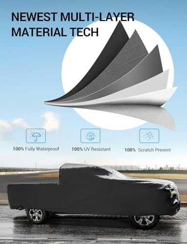 Proadsy Car Cover for Rivian R1T 2026 2025 2024 2023 2022 Windproof All Weather Waterproof Sun Rain UV Dust Snow Protection Outdoor Custom-fit All Weather Car Covers - size: Rivian R1T