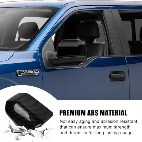Carbon Fiber Direct Replacement Side Mirror Covers Caps for 2015-2020 Ford F150, Directly Replace Style, Not Sticker Style - color: Carbon Fiber