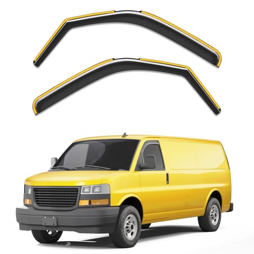 in-Channel Window Rain Guards Fit for Chevy Express Van 1996-2026 & GMC Savana 1996-2026 Rain Guard Extra Durable Window Deflectors Vent Visors Vent Shades Exterior Car Accessories - size: For 1996-2026 Chevrolet Express Van/GMC Savana