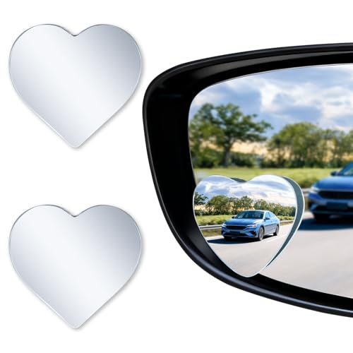 LivTee Blind Spot Mirrors, Heart Shaped HD Glass Frameless Convex Rear View Mirrors, Wide Angle Adjustable Stick for Side Mirror, Automotive Exterior Accessories for Car, SUV & Trucks, Pack of 2 - color: Heart, size: Pack of 2