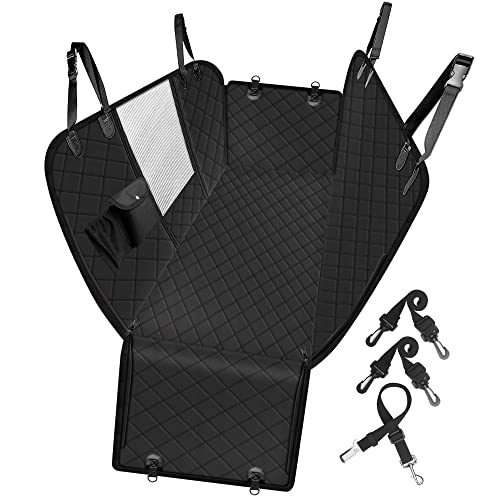 Femuar Dog Car Seat Cover with Storage Pockets Mesh Visual Window, Waterproof Nonslip , Heavy Duty Scratchproof Pet Dog Back Seat Cover Hammock for Cars Trucks and SUVs - color: Back, size: Standards(54"W x58"L)