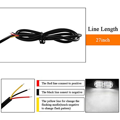 Teguangmei 12-24V 20-LED Super Bright Emergency Strobe Warning Caution Hazard Construction Waterproof Flashing Strobe LED Light Bar Surface Mount for Car Truck SUV Van (White) - color: White