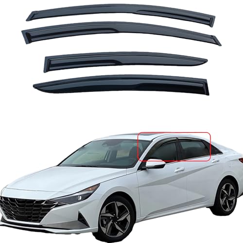 Tape On Window Visors Rain Guards Compatible with Hyundai Elantra 2017-2020,Smoke Tinted Side Window Vent Wind Deflectors Visors Shades for Elantra 17-20,Truck Accessories-4pcs - size: For 17-20 Elantra