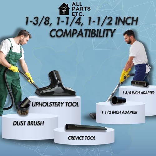 Attachments for 1.25" Vacuum Cleaner – Dust Brush, Crevice, Upholstery Tool & 2 Adapter - fits 1.5" & 1.375" Compatible with Kirby, Shark, Hoover, Oreck, Bissell, Eureka, Rainbow - color: 4-Pack
