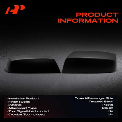A-Premium 2 PCS Driver and Passenger Side Rearview Mirror Covers Caps - Compatible with Chevrolet Silverado 1500 LD 2019 & GMC Sierra 1500 2500 HD - Textured Black, Without Turn Signal Hole - color: Textured Black