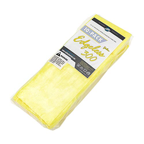 The Rag Company - Edgeless 300 - Microfiber Detailing Towels, Perfect for Removing Polishes, Sealants, and Glaze; Great for Interior Cleaning and Dirty Jobs; 300GSM, 16in x 16in, Yellow (10-Pack) - color: Yellow