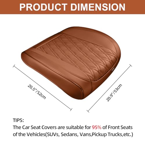 TIEHESYT Luxury Faux Leather Car Seat Cover Front Bottom Protector, Seat Cushion Without Backrest, Anti-Slip and Wrap Around The Bottom, Fit Most Cars & Vehicles, 1 Piece, Brown - color: Brown, size: 1 PCS