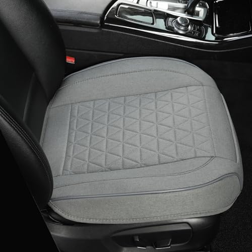 West Llama Linen Front Car Seat Cover Protector Anti-Slip Bottom Seat Cover Fits 95% of Vehicles,Wrapping Around The Bottom,Triangular Pattern(Gray-1Pcs) - color: Triangular Pattern-Gray, size: 1pc