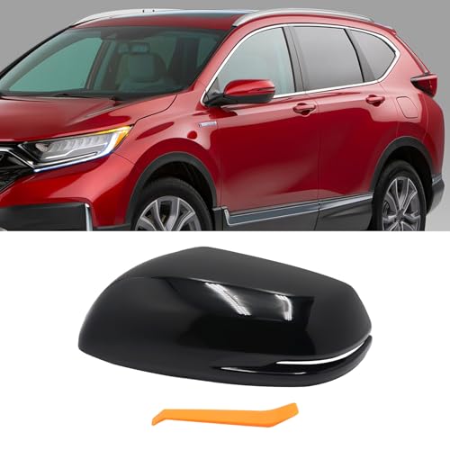 Left Driver Side Replacement Mirror Cover Compatible with 2017-2022 Honda CR-V CRV,2016-2022 Honda HRV HR-V Exterior Door Side Rearview Mirror Cap Cover With Turn Signal Light （Glossy Black） - size: Left Black